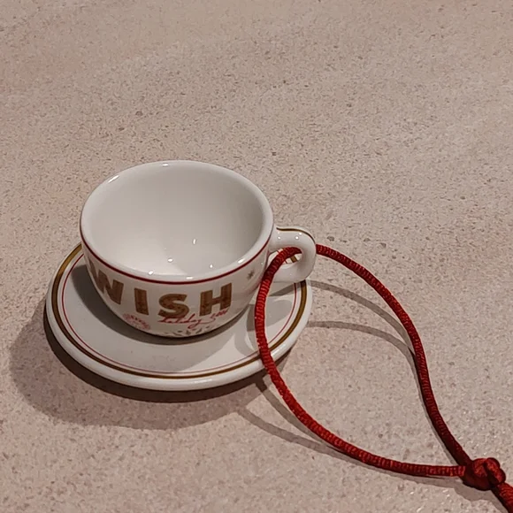 StarbucksWISHCHRISTMAS TreeTEACUP and attached  SAUCER ORNAMENT2006New - Picture 3 of 13